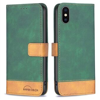 BINFEN COLOR BF Leather Case Series-7 Style 11 PU Leather Shell for iPhone X/XS , Splicing Leather Design Wallet Stand Phone Case Accessory
