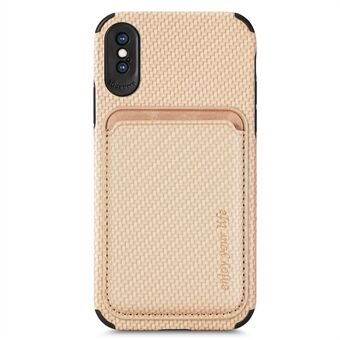 Til iPhone X/XS  Carbon Fiber Texture Slidbestandigt telefoncover PU-læder + TPU + PVC-beskytter med aftagelig magnetkortholder