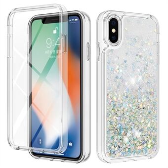 YB Quicksand Series-9 til iPhone X / XS  Flydende Glitter Anti-drop Cover Aftageligt TPU telefoncover med PET skærmbeskytter
