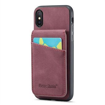 FIERRE SHANN til iPhone X / XS 5,8 tommer Crazy Horse Texture Telefoncover med Kickstand PU-læder+TPU-kortholder