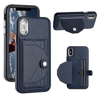 YB Læder Coating Series-4 til iPhone X / XS Kickstand Kortholder Telefon Case PU Læder Coated TPU Cover