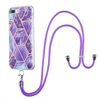 2.0mm TPU Phone Cover Anti-Drop Electroplating IMD Marble Splicing Pattern with Lanyard for iPhone 7 Plus /8 Plus 
