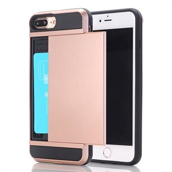 Sliding Card Holder Plastic + TPU Hybrid Case for iPhone 8 Plus / 7 Plus 