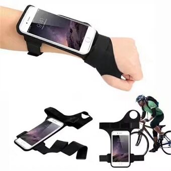 Universal 6 tommer smartphones vandtæt sportsnylon armbåndetui med fingerhul til løbefitness og cykling - sort