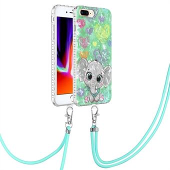 YB IMD Series-15 TPU etui med snor til iPhone 7 Plus  / 8 Plus , 2,0 mm IMD IML Airbag Ridsefast telefoncover - BK008