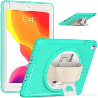 Til iPad  (2017)/(2018)/iPad Pro  (2016)/iPad Air (2013)/Air 2 PC + Silikonetui Roterende Kickstand Tablet-beskyttelsescover med håndstrop