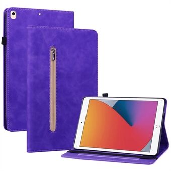 For iPad  (2018)/ (2017)/iPad Air 2/iPad Air (2013) Anti-drop Solid Color Tablet Case with Zipper Pocket Shockproof PU Leather Tablet Wallet Stand with Card Slots
