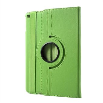 360 Degree Rotary Stand Litchi Grain Leather Case with Brand Hollow + Elastic Fasten Band for iPad 9.7 (2018) / 9.7 (2017) / Air 2 / Air