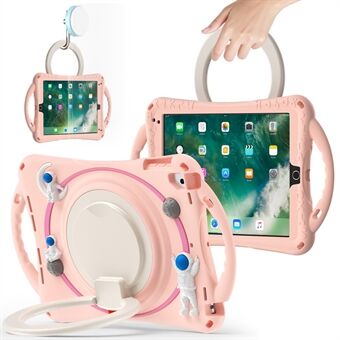 Til iPad 9,7-tommer (2017) / (2018) / iPad Pro 9,7 tommer (2016) / iPad Air (2013) / Air 2 Tablet Case Rotation Kickstand Astronaut PC + Silikone stødsikkert cover