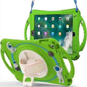 Til iPad 9,7-tommer (2017) / (2018) / iPad Pro 9,7 tommer (2016) / iPad Air (2013) / Air 2 Kickstand Tablet Case Astronaut PC+Silicone Cover med håndstrop / skulderrem