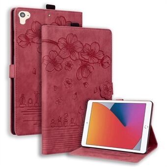Til iPad 9,7-tommer (2017) / (2018) Kortpladser Stand Tablet-etui Præget Flower Tablet Lædercover
