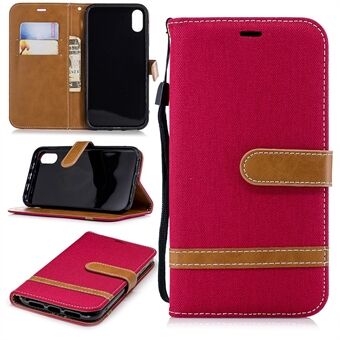 For iPhone XR  Assorted Color Jeans Cloth Wallet Stand Leather Phone Case