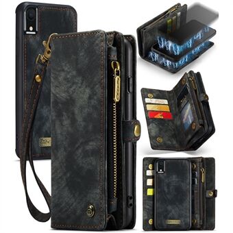 CASEME 008-seriens beskyttelsescover til iPhone XR 6.1 tommer, 2-i-1 Multi-slot Wallet Vintage PU-læderetui