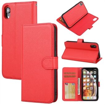 Cross Texture Leather Wallet Case + Removable TPU Back Shell for iPhone XR 