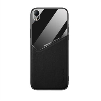 Built-in Magnetic Metal Sheet Leather Coated Glass PC TPU Hybrid Case for iPhone XR