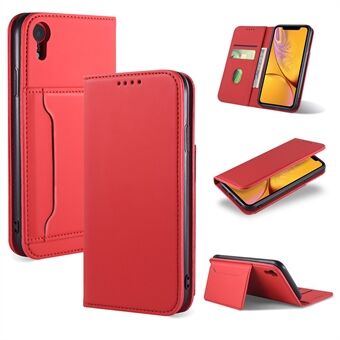 Liquid Silicone Touch Leather Wallet Stand Shell for iPhone XR 