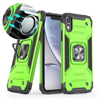 Armor Style Ring Kickstand Detachable TPU + PC Hybrid Shell with Metal Sheet for iPhone XR 