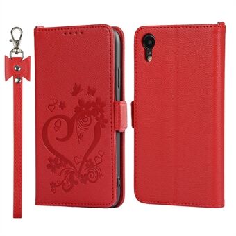 Folio Flip Heart Imprint Design Læder Wallet Phone Case til iPhone XR 