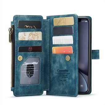 CASEME C30 Series Multiple Card Slots All-Round Beskyttelse Tegnebog med lynlås PU-lædertelefontaske med Stand til iPhone XR 6.1 tommer