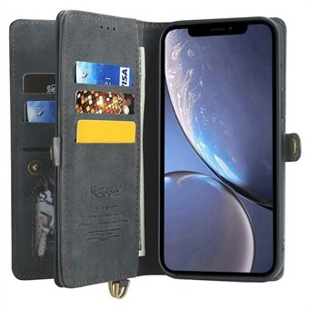 Stand 021-serien aftageligt 2-i-1 design fuld beskyttelse læder telefonholder cover med aftagelig tegnebog til iPhone XR 