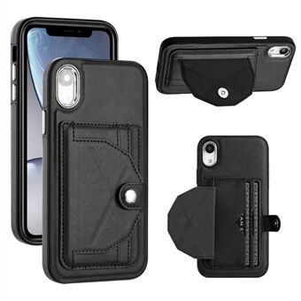 YB Leather Coating Series-4 Card Slots Telefon Case til iPhone XR, Kickstand PU Læder Coated TPU Cover