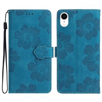 Til iPhone XR 6,1 tommer Blomstermønster Anti-drop telefonetui PU læder Stand tegnebogscover