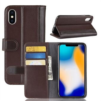 Genuine Split Leather Wallet Stand Phone Case for iPhone XS Max 6.5 inch