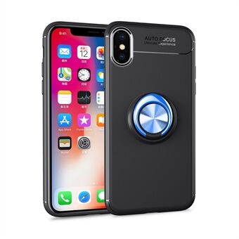 Metal Finger Ring Kickstand TPU Protective Case(Built-in Magnetic Metal Sheet) for iPhone XS Max 