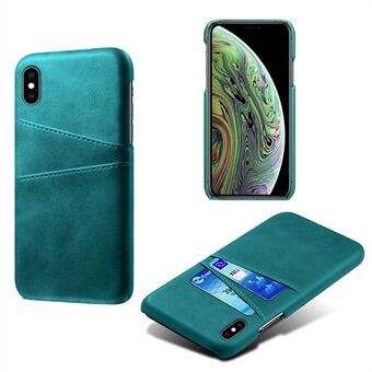 Dual Card Slots PU Leather Coated PC Case for iPhone XS Max 