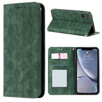 Imprint Flower Pattern Auto-absorbed Stand Phone Cover Case with Card Slots for iPhone XS Max 