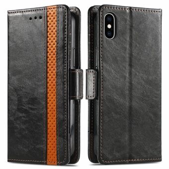 CASENEO 002 Series For iPhone XS Max  Business Style Shockproof Splicing PU Leather Case Stand Shell Flip Folio Wallet Cover