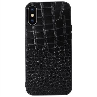 For iPhone XS Max  Crocodile Texture Phone Cover Genuine Cowhide Leather Coated PC + TPU Hybrid Case