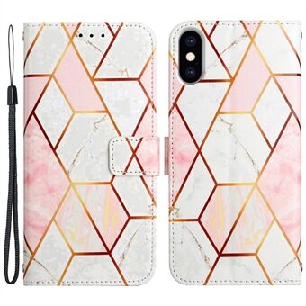 For iPhone XS Max  YB Pattern Printing Leather Series-5 PU Leather + TPU Drop-proof Marble Pattern Cover Wallet Stand Phone Shell