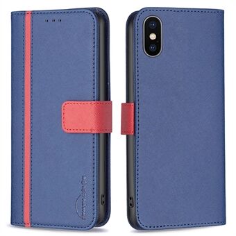 BINFEN COLOR BF Leather Series-9 til iPhone XS Max  Cross Texture Wallet Case Style 13 Splejsning PU Læder Stand Cover
