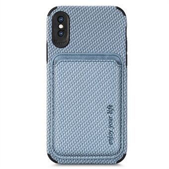 Til iPhone XS Max  Drop-proof Carbon Fiber telefonetui Tekstur PU læder + TPU + PVC bagcover med magnetisk absorption aftagelig kortholder
