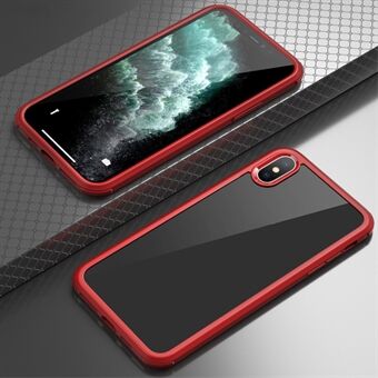 Til iPhone XS Max 360-graders dobbeltsidet beskyttelsescover Hærdet glas + Silikoneramme Telefoncover
