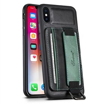 SUTENI H13 Håndstrop Kickstand telefontaske til iPhone XS Max kortholder PU læderbelagt pc + TPU cover
