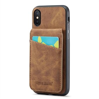 FIERRE SHANN Kickstand telefoncover til iPhone XS Max 6,5 tommer PU-læder + TPU-cover med kortholder