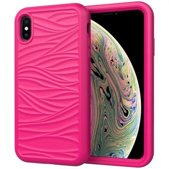 Til iPhone XS Max 6,5 tommer aftageligt 2-i-1 PC+Silicone telefoncover Anti-Slip Wave Texture Cover