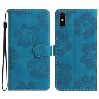 Til iPhone XS Max 6,5 tommer Blomster Aftryk Drop-proof Shell PU Læder Pung Flip Stand Cover
