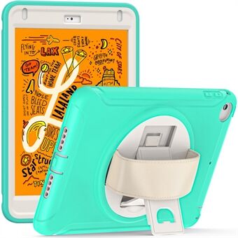 Til iPad mini (2019) /iPad mini 4 Rotary Kickstand PC + Silikone Hybrid Cover Anti-drop tablettaske med håndstrop