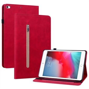 For iPad mini (2019) /iPad mini 4/iPad mini 3/iPad mini 2/iPad mini Solid Color Tablet Case with Zipper Pocket Full Coverage Shockproof PU Leather Tablet Cover Wallet Stand