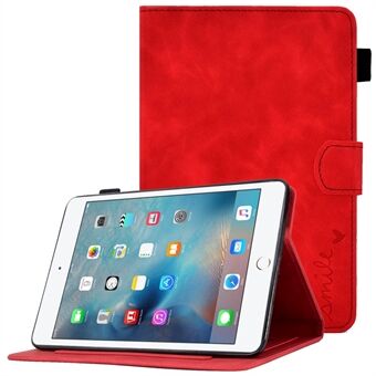 For iPad Mini / Mini 2 / 3 / 4 / Mini (2019)  Solid Color Shockproof Case Anti-Fall Leather Folio Flip Cover Pattern Imprinted Tablet Stand Case with Card Slots