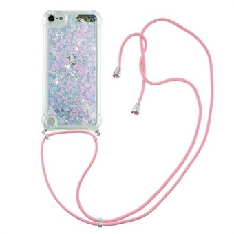 Long Lanyard Glitter Liquid Quicksand TPU Cover Cover til iPod Touch (2019)/iPod Touch 6/5