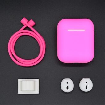 For Apple AirPods 4-in-1 Accessories Shock-proof Silicone Protection Casing + Neck Strap + Earphone Holder + Earbud Cover