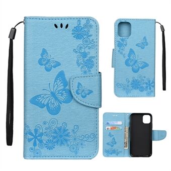 Imprint Butterfly Flower Læder Wallet Case til iPhone 11  (2019)