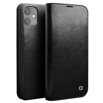 QIALINO For iPhone 11  Phone Case Genuine Cowhide Leather Wallet Protective Cover Shell