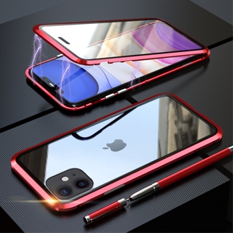 LUPHIE Magnetisk iPhone 11 Cover med Glas Forside & Bagside - Rød