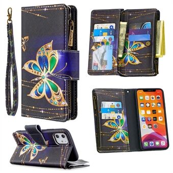 Pattern Printing Zipper Wallet Leather Case Shell for Apple iPhone 11 