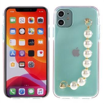 Bi-farve Anti-Drop krystalklar TPU-telefonetui med perlehåndrem til iPhone 11 